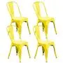 BONZY HOME Metal Dining Chairs Distressed Style, Stackable Side Chairs with Back, Indoor Outdoor Use Chair for Farmhouse, Patio, Restaurant, Kitchen, Set of 4(Distressed Yellow)