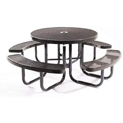 Coated Outdoor Furniture TRD-BLK Top Round Portable Picnic Table, 46-inch, Black Coated Outdoor Furniture TRD-BLK Top Round Portable Picnic Table, 46-inch, Black