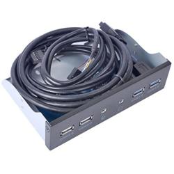 UCEC 5.25 Inch Metal Front Panel USB Hub - with 2X USB 3.0 Ports & 2X USB 2.0 Ports & 1x HD Audio Port for Computer Case