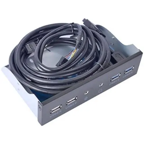 UCEC 5.25 Inch Metal Front Panel USB Hub - with 2X USB 3.0 Ports & 2X USB 2.0 Ports & 1x HD Audio Port for Computer Case UCEC 5.25 Inch Metal Front Panel USB Hub - with 2X USB 3.0 Ports & 2X USB 2.0 Ports & 1x HD Audio Port for Computer Case