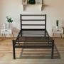 KINGSO Twin Bed Frames with Headboard, 14 Inch Metal Platform Bed Frame with Storage, Heavy Duty Steel Slat and Anti-Slip Support, Easy Quick Lock Assembly, No Box Spring Needed - Twin