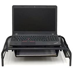 Mind Reader MESHMONSTA-BLK Metal Mesh Monitor Stand and Desk Organizer with Drawer, Black