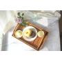 DECRAFTS Hand-Woven Rattan Rectangular Serving Tray with Handles for Breakfast, Drinks, Snack for Coffee Table (14.5x10.2x1.4inches)