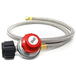 GasOne 2113+50105 4 ft Regulator and Propane Brass Orifice, Steel Braided Hose