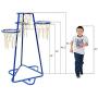 Anditt Kids Basketball Hoop Portable Basketball Stand with 4 Hoops at Varying Heights and 3 Balls Toy Set for Age 3 Years and Up for Toddlers Indoor and Outdoor Sport Games (Blue)