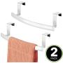 mDesign Modern Metal Kitchen Storage Over Cabinet Curved Towel Bar Rack - Hang on Inside or Outside of Doors, Organize and Hang Hand, Dish, and Tea Towels - Also for Bars - 9.7'' Wide, 2 Pack - White