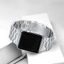 Bestig Compatible for Apple Watch Band 38mm 40mm Premium Solid Stainless Steel Metal Replacement Adjustable Sport Wristband Bracelet Strap for iWatch Series 6 SE 5 4 3 2 1(Matt Silver/Polished Silver)