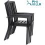 PHI VILLA 5 Piece Outdoor Patio Dining Set, Square Metal Slatted Table with 1.57” Umbrella Hole & 4 Metal Chairs for Deck, Yard