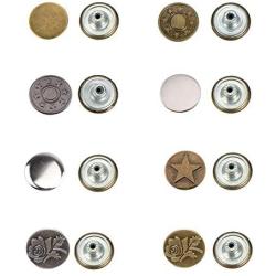 Bestgle 80 Sets 17mm Jeans Button Replacement Kit Metal Tack Button Snap Button for Denims, Jeans, Jackets with Plastic Storage Box, 8 Styles