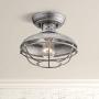 Franklin Park Rustic Farmhouse Outdoor Ceiling Light Fixture Galvanized Steel Open Cage 8 1/2'' Damp Rated for Exterior House Barn Porch Patio Deck - Franklin Iron Works