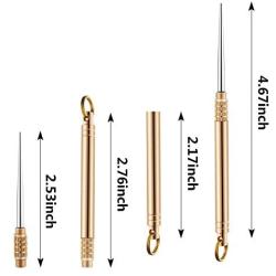 2 Pieces Portable Titanium Toothpicks Pocket Toothpick Metal Toothpick Holder for Outdoor Picnic Camping Supply, Brass Color