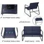 Kozyard Sofia 4 Pieces Patio/Outdoor Conversation Set with Strong Powder Coated Metal Frame, Breathable Textilence, Includes One Love Seat, Two Chairs and One Table (Navy Blue)