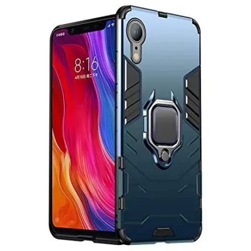 iPhone XR Case, Heavy Duty Shockproof Phone Cover with Magnetic Car Mount Metal Ring Kickstand for Apple iPhone XR 6.1inch - Blue iPhone XR Case, Heavy Duty Shockproof Phone Cover with Magnetic Car Mount Metal Ring Kickstand for Apple iPhone XR 6.1inch - Blue