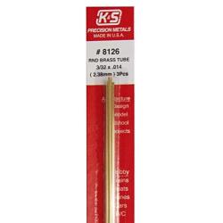 K & S PRECISION METALS 8126 3PK3/32 x 12 BRS RND Tube, Pack of 3