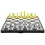 Chess Set with Folding Metal Chess and Classic Handmade Standard Parts, Metal Chess Set for Adults and Children