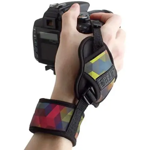 USA GEAR Professional Camera Grip Hand Strap with Geometric Neoprene Design and Metal Plate - Compatible with Canon, Fujifilm, Nikon, Sony and More DSLR, Mirrorless, Point & Shoot Cameras USA GEAR Professional Camera Grip Hand Strap with Geometric Neoprene Design and Metal Plate - Compatible with Canon, Fujifilm, Nikon, Sony and More DSLR, Mirrorless, Point & Shoot Cameras