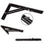 VintageBee 2 Pcs Folding Shelf Brackets 12 inch Black Heavy Duty Metal Triangle Table Bench Collapsible Shelf Bracket, Shelf Support Bracket Hinge Wall Mounted