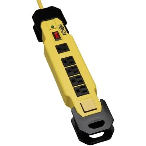 Tripp Lite 6 Outlet Industrial Safety Surge Protector Power Strip, 15ft Cord, Cord Wrap & Hang Holes, Metal, Lifetime Limited Warranty & $75K INSURANCE (TLM615SA) Black/Yellow