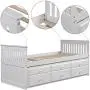Twin Captain’s Bed Storage daybed with Trundle and Drawers for Kids Guests (White) Twin Captain’s Bed Storage daybed with Trundle and Drawers for Kids Guests (White)