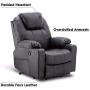 Mcombo Electric Power Lift Recliner Chair Sofa with Massage and Heat for Elderly, 3 Positions, 2 Side Pockets and Cup Holders, USB Ports, Faux Leather 7040 (Medium, Black)