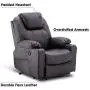 Mcombo Electric Power Lift Recliner Chair Sofa with Massage and Heat for Elderly, 3 Positions, 2 Side Pockets and Cup Holders, USB Ports, Faux Leather 7040 (Medium, Black)