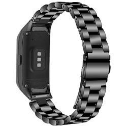 E ECSEM Compatible with Samsung Galaxy Fit SM-R370 Bands, Galaxy Fit Watch Band Solid Stainless Steel Metal Replacement Bracelet Strap fit Galaxy Fit SM-R370 Smart Watch, Adjustable (Black)