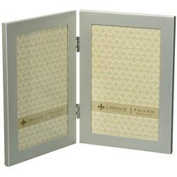 Lawrence Frames Brushed Silver 4 by 6 Hinged Double Metal Picture Frame