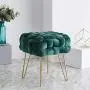 Ornavo Home Mirage Modern Contemporary Square Woven Upholstered Velvet Ottoman with Gold Metal Legs - Emerald Green Ornavo Home Mirage Modern Contemporary Square Woven Upholstered Velvet Ottoman with Gold Metal Legs - Emerald Green
