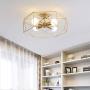 Modo Lighting Semi Flush Mount Ceiling Light 4-Light Black Metal Cage Ceiling Light Fixture Rustic Industrial Decor Lamp for Living Room Kitchen Hallway Farmhouse Lighting E26 (Gold)