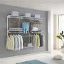 Tangkula 4 to 6 FT Custom Closet System, Wall Mounted Closet Maid with Hanging Rod, Metal Hanging Storage Organizer Rack Wardrobe with Shelves, Adjustable Closet System Kit for Bedroom