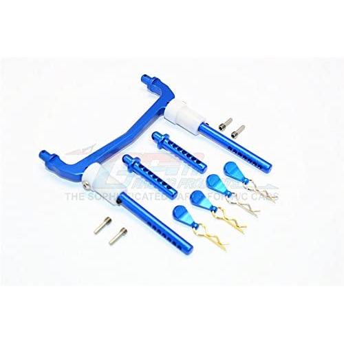 GPM Axial SCX10 II Upgrade Parts (AX90046) Aluminum Front/Rear Body Post Mount with Clips - 1 Set Blue