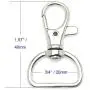 YIXI-SBest 60Pcs 360° Metal Swivel Trigger Snap Hooks Lobster Claw Clasps, Wide 3/4 Inch D Ring, Large Size Keychain Hooks, 20mm in ID, 40mm in Length (3/4”, Silver) YIXI-SBest 60Pcs 360° Metal Swivel Trigger Snap Hooks Lobster Claw Clasps, Wide 3/4 Inch D Ring, Large Size Keychain Hooks, 20mm in ID, 40mm in Length (3/4”, Silver)