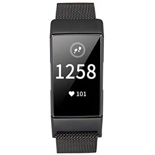 TOMALL Stainless Steel Bands for Fitbit Charge 3 Replacement Metal Wristbands for Fitbit Charge 3 Fitness Tracker (Black)