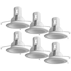 [6-Pack] PROCURU 5'' White Baffle Metal Trim for Recessed Can Light (Replaces Halo 5001P) - Compatible with LED, Incandescent, CFL, Halogen Bulbs (White (6-Pack))