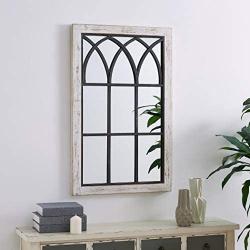 FirsTime & Co. Vista Arched Window Accent Wall Mirror, 37.5'' x 24'', Distressed White