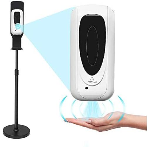 1000ML Automatic Hand Sanitizer Dispenser with Stand, Adjustable Height Touchless Lotion Hand Dispenser for Shop Office School Public Area