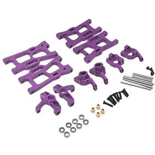 Tongina Upgrade Metal Front/Rear Swing Arms & Steering Hub C Seat Parts Kit for WLtoys 144001 RC Car Replacements - Purple Tongina Upgrade Metal Front/Rear Swing Arms & Steering Hub C Seat Parts Kit for WLtoys 144001 RC Car Replacements - Purple