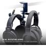 ADV. Dual Suspension Twin Headphone Stand Hanger Steel Metal Headset Holder 360° Rotating Arm Adjustable Hook Clamp Handle Under Desk Table, 3.5mm Jack Mount, Universal Fit All Headphones, [Blue]