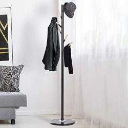 HOMCOM 69'' Metal Freestanding Modern Tree Branch 6 Wooden Rack Coat Rack with Marble Base - Black