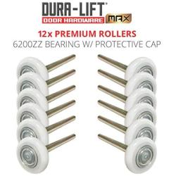 DURA-LIFT Ultra-Life MAX 2'' Sealed 6200ZZ Bearing Nylon Garage Door Roller, 4'' Stem, Pack of 12