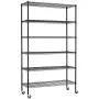 FDW 18x48x82 inch Wire Shelving Unit with Wheels Steel 6 Tier Heavy Duty Layer Rack Storage Metal Shelf Garage Organizer Wire Rack Shelves Adjustable Utility 2100 LBS Capacity,Black