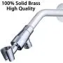 Brass Shower Head Holder for Hand Held Showerhead, Adjustable Shower Arm Bracket Mount, Universal Shower Arm Adapter (Chrome)