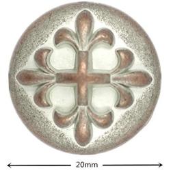 Bezelry 10 Pieces Baroque Cross Metal Shank Buttons. 20mm (3/4 inch) (Copper White Patina)