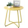 Outdoor Metal Side Table, Waterproof End Table Small Round Patio Side Table Coffee Table for Porch, Yard, Balcony, Garden (Yellow)