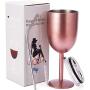 Stainless Steel Wine Glasses Cups.Double Walled Vacuum Insulated Wine Tumbler With Lid and Straw.Friendship,Christmas,Birthday Gifts for Women Men Friends Dad Mom(10oz Rose Gold)