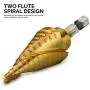 Neiko - 43219-22909 10181A Quick Change HSS Titanium Coated Spiral Grooved Step Drill Bit 3-Piece Set | 31 Step Sizes in One Kit Neiko - 43219-22909 10181A Quick Change HSS Titanium Coated Spiral Grooved Step Drill Bit 3-Piece Set | 31 Step Sizes in One Kit