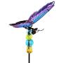 Exhart WindyWing PurpButterfly Metal Garden Stake with Fluttering Glass Wings & Acrylic Beads - Butterfly Metal Stake in Glass & Metal- Cute Butterfly Decorations for the Garden, Yard & Patio, 6 x 30”