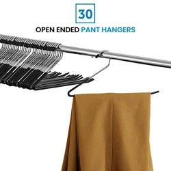 ZOBER Slack/Trousers Pants Hangers - 30 Pack - Strong and Durable Anti-Rust Chrome Metal Hangers, Non Slip Rubber Coating, Slim & Space Saving, Open Ended Design for Easy-Slide Pant, Jeans, Slacks Etc