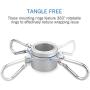 YARKOR Flag Pole Clip, Aluminum Alloy Flag Pole Rings, 360 Degree Rotating Tangle Free Flagpole Flag Mounting Rings Spinning Flag Pole Kit with Carabiner for 0.75-1.02 Inch Diameter(Sliver)