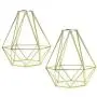 2 Pcs Metal Bulb Guard Cage Lamp Shade - Industrial Ecopower Lighting Antique Holders Iron Wire Golden Diamonds Shape Open Style for Ceiling Fan Light Bulb Covers Pendant Lighting Fixture Wall Lamp